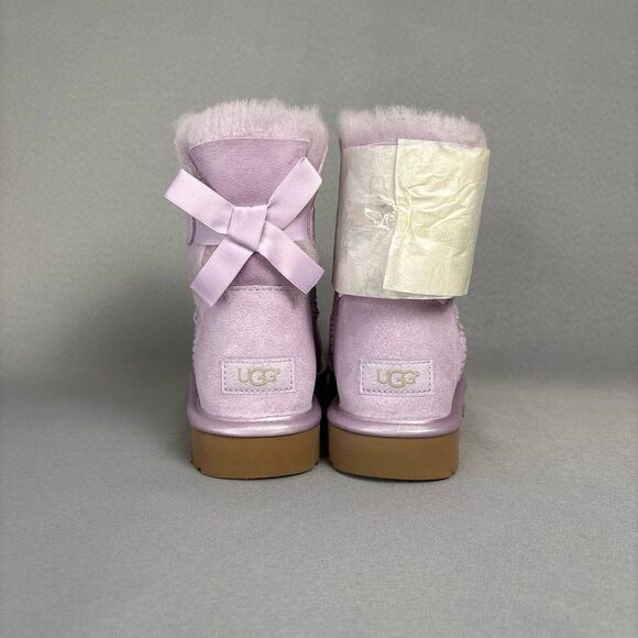 New Women's Sz 8 UGG Boots Bailey Bow Metallic LRFG Lavendar Fog Sold Out Rare! - Picture 1 of 12